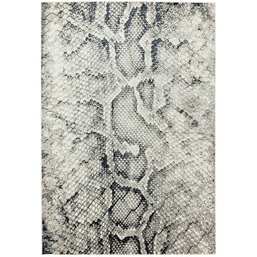 Quantum QU03 Modern Snake Print Metallic Shimmer Textured Short Pile Black/Grey/Cream Rug-Asiatic Carpets-Rug Love - The Most Loved Rug Store